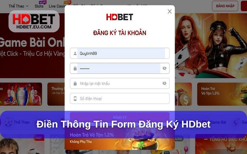 Điền thông tin tài khoản